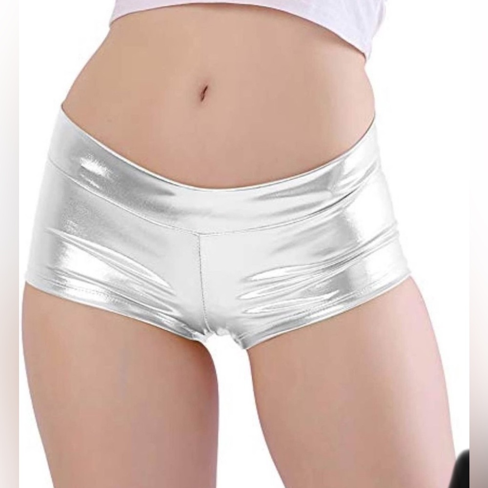 Women's Shiny Metallic Rave Booty Shorts Hot Pants Dance Bottom Size XL
